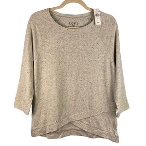 Ann Taylor LOFT Speckled 3/4 Sleeve Pullover Asymmetrical Hem Sweater Size Small